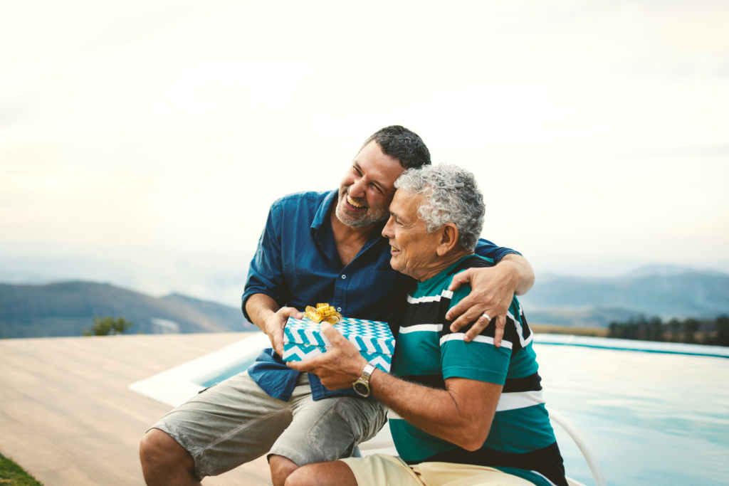 father and son exchange Father's Day gifts